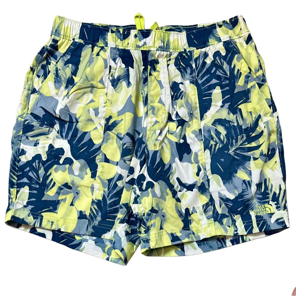 The North Face Class V Pull-On Shorts‎ Tropical Floral Yellow Blue Mens M